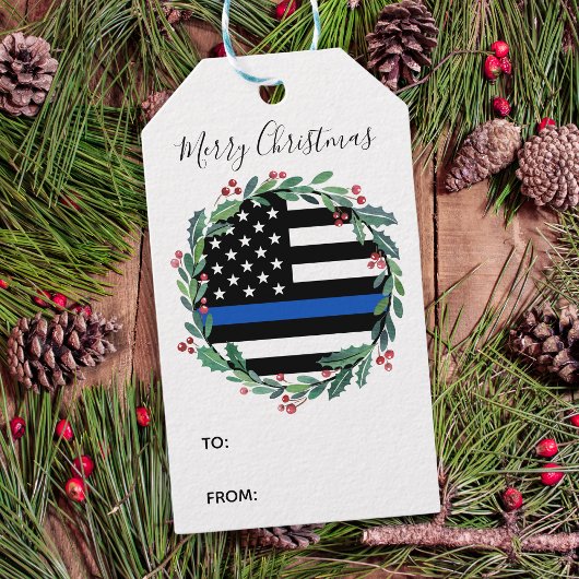 Police Thin Blue Line Weihnachten Geschenkanhänger