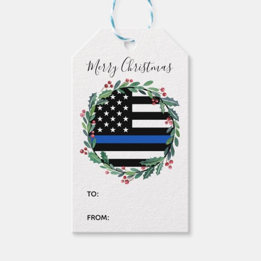 Police Thin Blue Line Weihnachten Geschenkanhänger (Vorderseite)