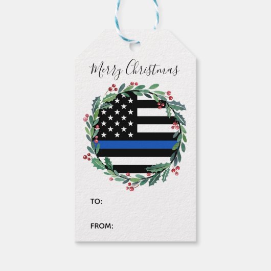 Police Thin Blue Line Weihnachten Geschenkanhänger (Rückseite)
