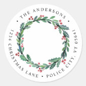 Police Thin Blue Line Weihnachts-Rücksendeadresse Runder Aufkleber (Vorderseite)