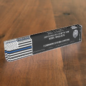 Police Thin Blue Lines Flag Desk Namensplakette (Seite)