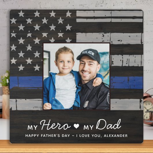 Police Vater Thin Blue Line Custom Foto Vathday Fotoplatte