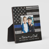 Police Vater Thin Blue Line Custom Foto Vathday Fotoplatte (Vorderseite)