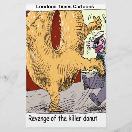 Police Vs Donut Funny Cartoon Briefpapier (Vorderseite)
