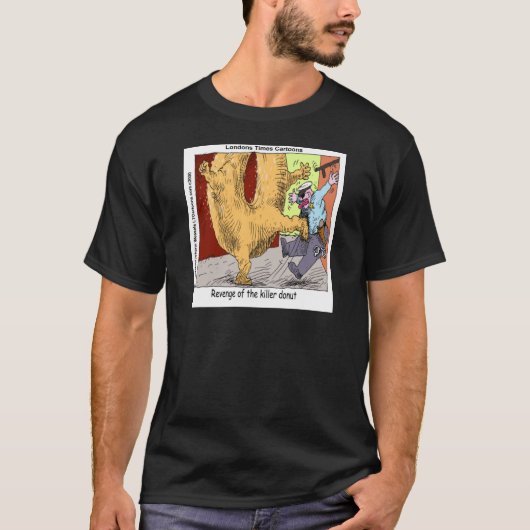 Police Vs Donut Funny Cartoon T-Shirt (Vorderseite)