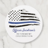 Police Watercolor Dünnblaue Linie Flaggenretiremen Geschenkanhänger (Vorderseite)