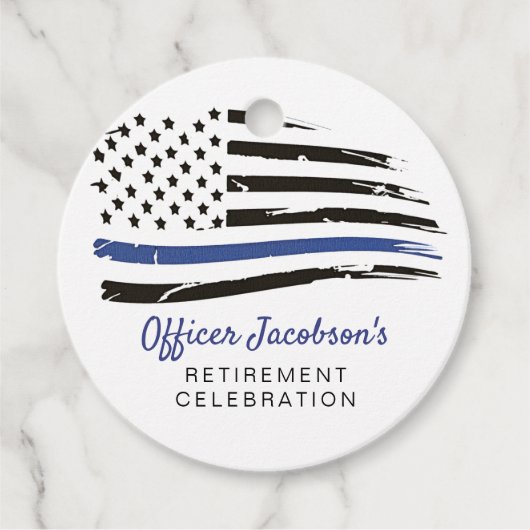 Police Watercolor Dünnblaue Linie Flaggenretiremen Geschenkanhänger (Vorderseite)