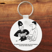 Policeman asks man to accompany him. Funny Cartoon Schlüsselanhänger (Vorderseite)