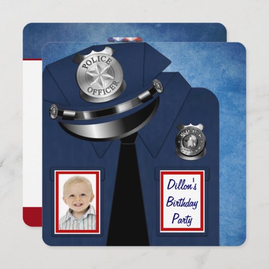Policeman Birthday Party Einladung (Vorne/Hinten)
