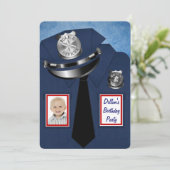 Policeman Birthday Party Einladung (Stehend Vorderseite)