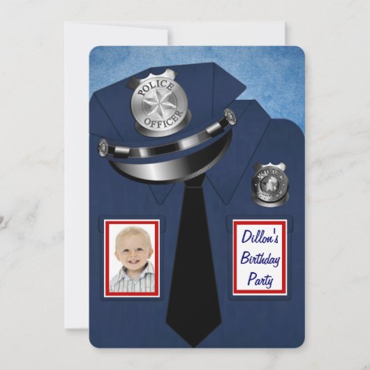 Policeman Birthday Party Einladung (Vorderseite)