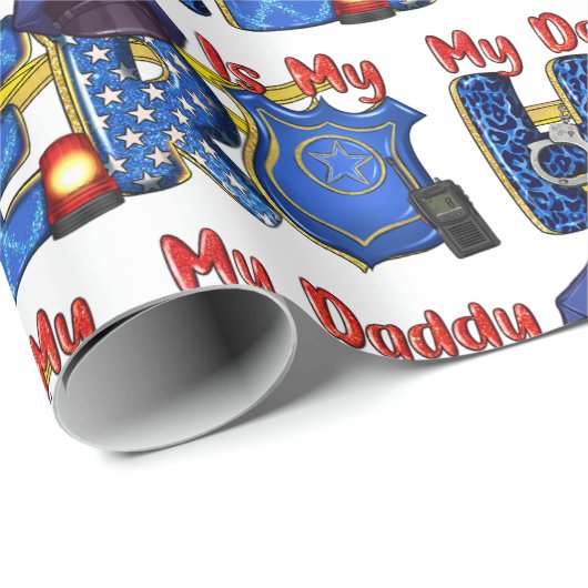 Policeman Daddy Hero Geschenkpapier (Rolleneckpunkt)
