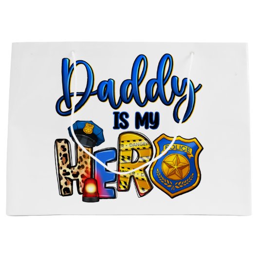 Policeman Daddy Hero Große Geschenktüte (Vorderseite)