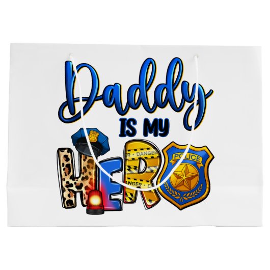Policeman Daddy Hero Große Geschenktüte (Rückseite)