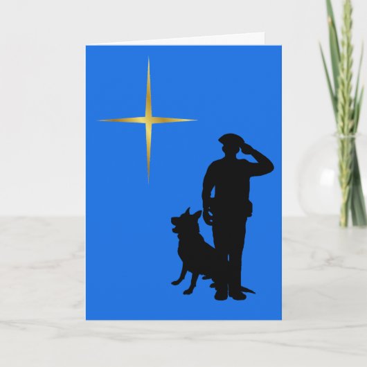 Policeman K-9 Hund Silhouette Weihnachtskarte Karte (Vorderseite)