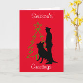 Policeman K-9 Hund Silhouette Weihnachtskarte Karte (Gelbe Blume)