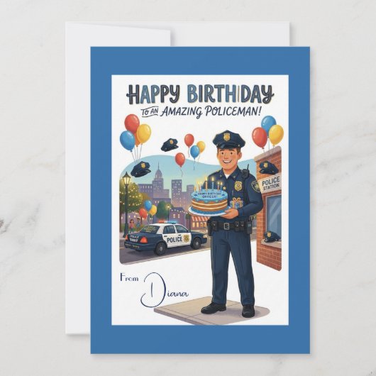 Policeman's Birthday Karte (Vorderseite)