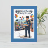 Policeman's Birthday Karte (Stehend Vorderseite)