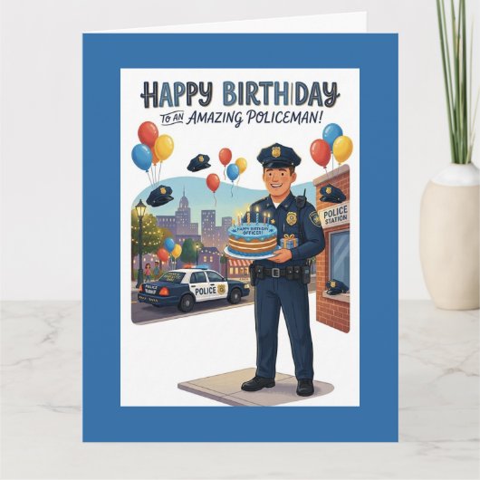 Policeman's Birthday Karte (Vorderseite)