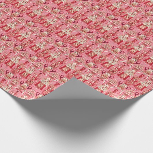 Polichinelles, zauberhaft rosa Nutcracker Ballett Geschenkpapier (Ecke)