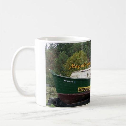 Polierer kreuzt lustige Tasse (Links)