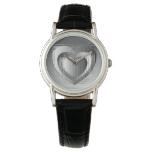 Polierte Chromherzen Armbanduhr