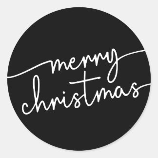 Polierte Eleganz: Fancy Script Frohe Weihnachten Runder Aufkleber