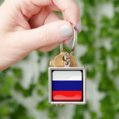 Polierte Flagge Russlands Schlüsselanhänger (Hand)