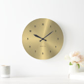 Polierte metallische Goldstruktur Große Wanduhr (Zuhause)