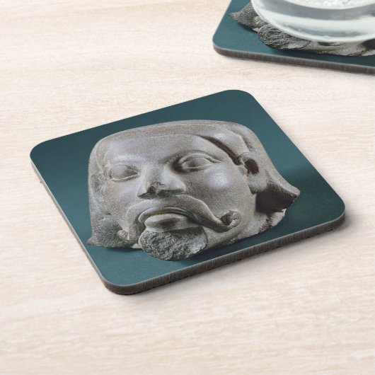 Polierter Sandsteinkopf eines Ausländers, Sarnath, Untersetzer (Linke Seite)