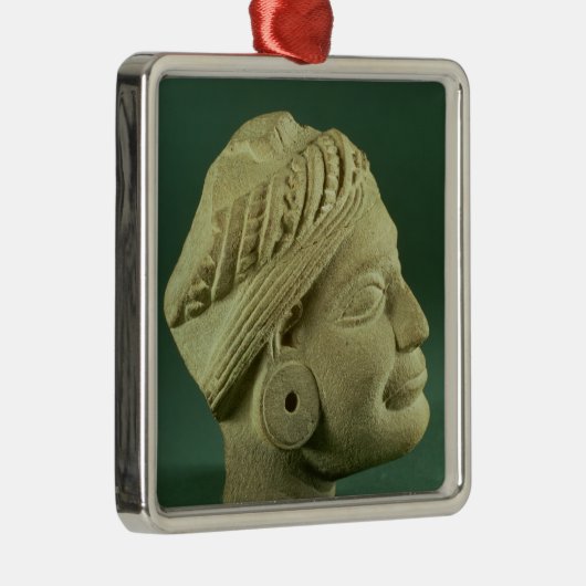 Polierter turbaned Kopf des Sandsteins, Sarnath, Ornament Aus Metall (Rechts)