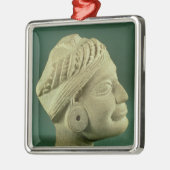 Polierter turbaned Kopf des Sandsteins, Sarnath, Ornament Aus Metall (Links)