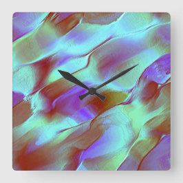 Poliertes Gestein in Chrom lila Quadratische Wanduhr