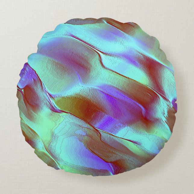 Poliertes Gestein in Chrom lila Rundes Kissen (Vorderseite)