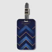 Poliertes Navy-Gold-Chevron personalisiert Gepäckanhänger (Vorderseite Vertikal)