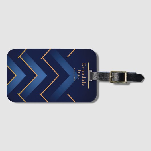 Poliertes Navy-Gold-Chevron personalisiert Gepäckanhänger (Vorderseite (Horizontal))