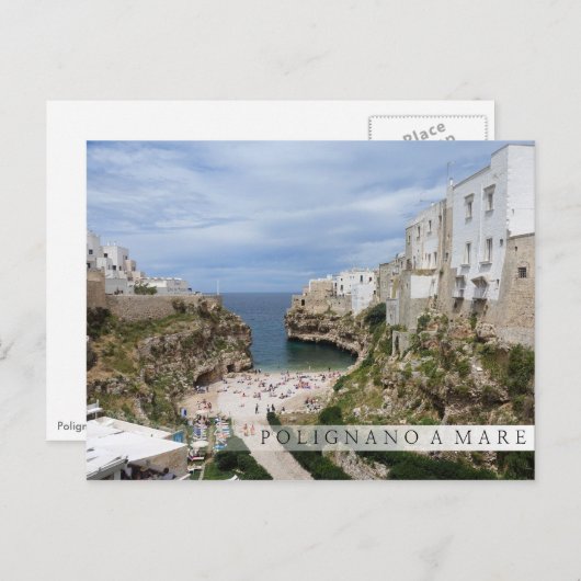 Polignano a Mare city beach in Puglia Bar Postkart Postkarte (Vorne/Hinten)