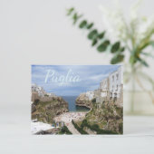 Polignano a Mare city beach, Puglia Text Postkarte (Stehend Vorderseite)
