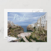 Polignano a Mare city beach, Puglia Text Postkarte (Vorne/Hinten)