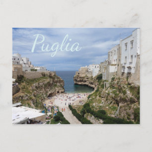 Polignano a Mare city beach, Puglia Text Postkarte