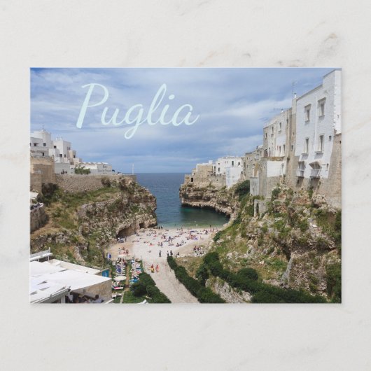 Polignano a Mare city beach, Puglia Text Postkarte (Vorderseite)