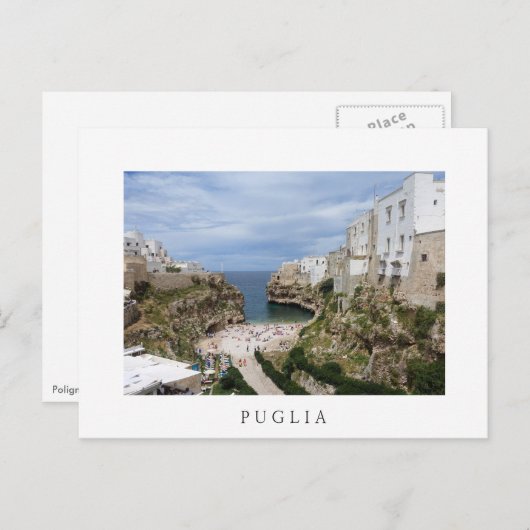 Polignano a Mare city beach, Puglia weiße Postkart Postkarte (Vorne/Hinten)