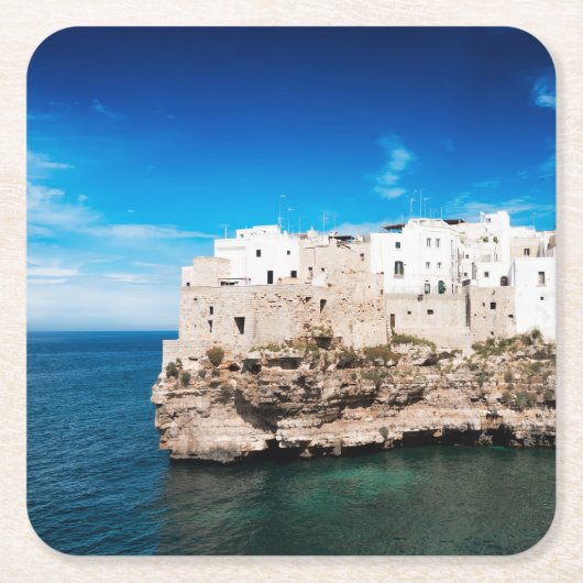 Polignano, das eine Stute auf einer Klippe in Rechteckiger Pappuntersetzer (Vorderseite)