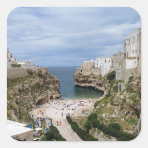 Polignano ein Stutenstadtstrand in Quadratischer Aufkleber