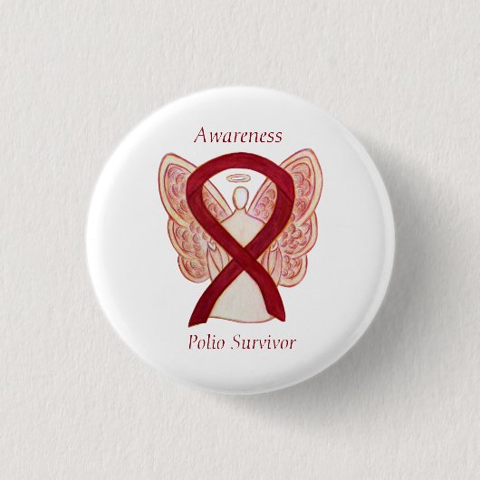Polio Survivor Angel Awareness Ribbon Buttone Button (Vorderseite)