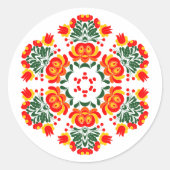 Polish design flowers runder aufkleber (Vorderseite)