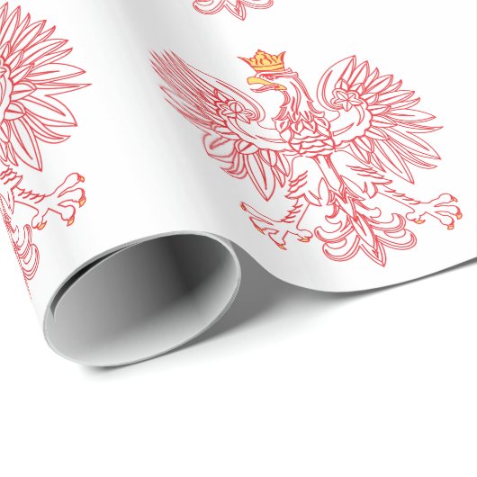 Polish Eagle Outlined In Red Geschenkpapier (Rolleneckpunkt)