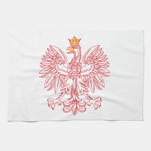 Polish Eagle Outlined In Red Geschirrtuch (Horizontal)