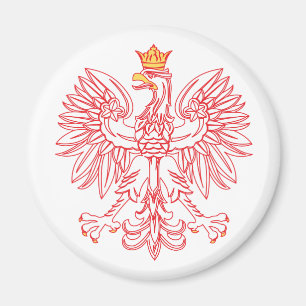 Polish Eagle Outlined In Red Magnet