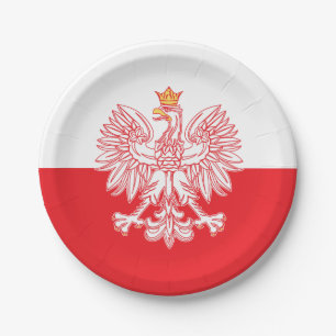 Polish Eagle Outlined In Red Pappteller